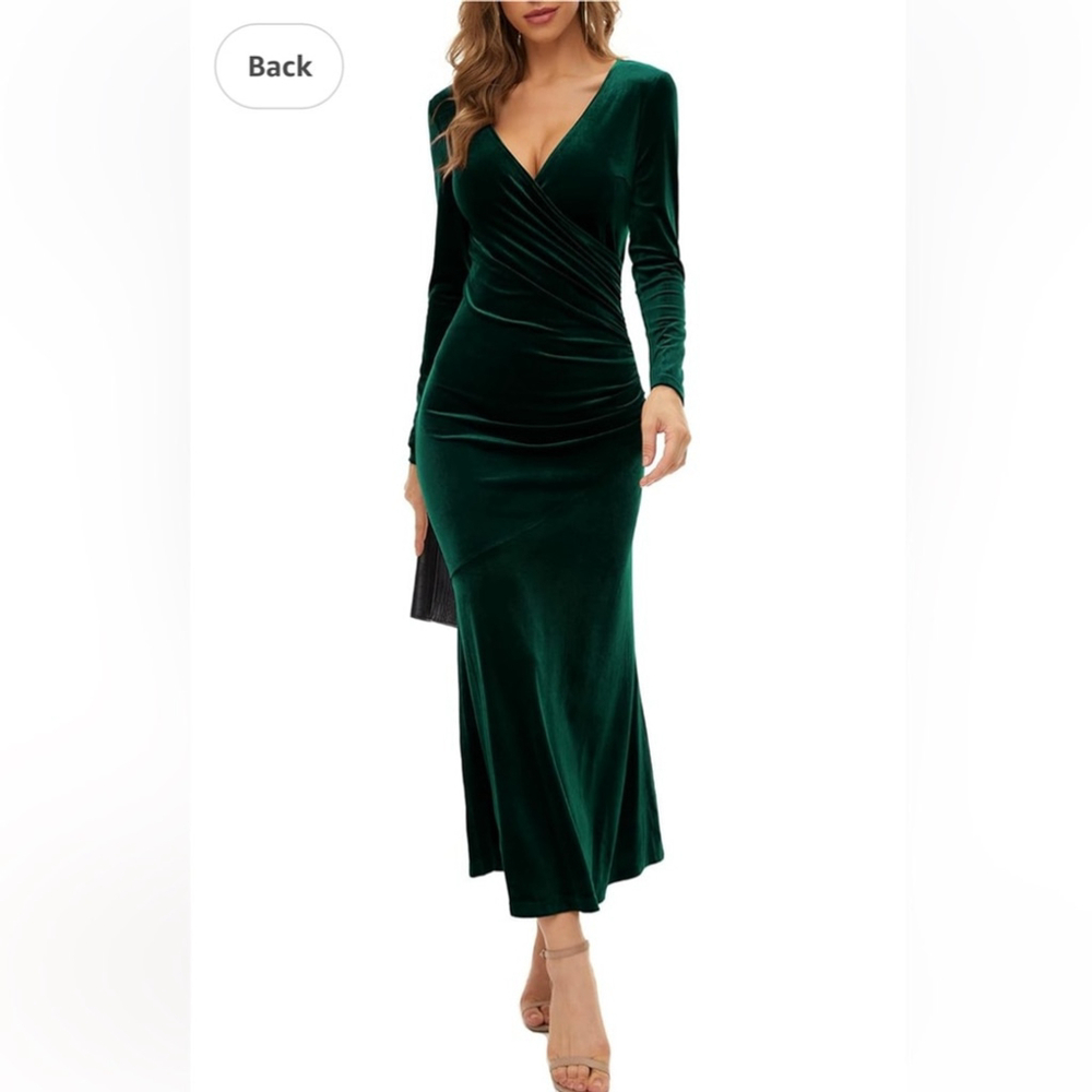 ZABERRY Womens Winter Formal Bodycon Dress Emerald Green Velvet Size Medium